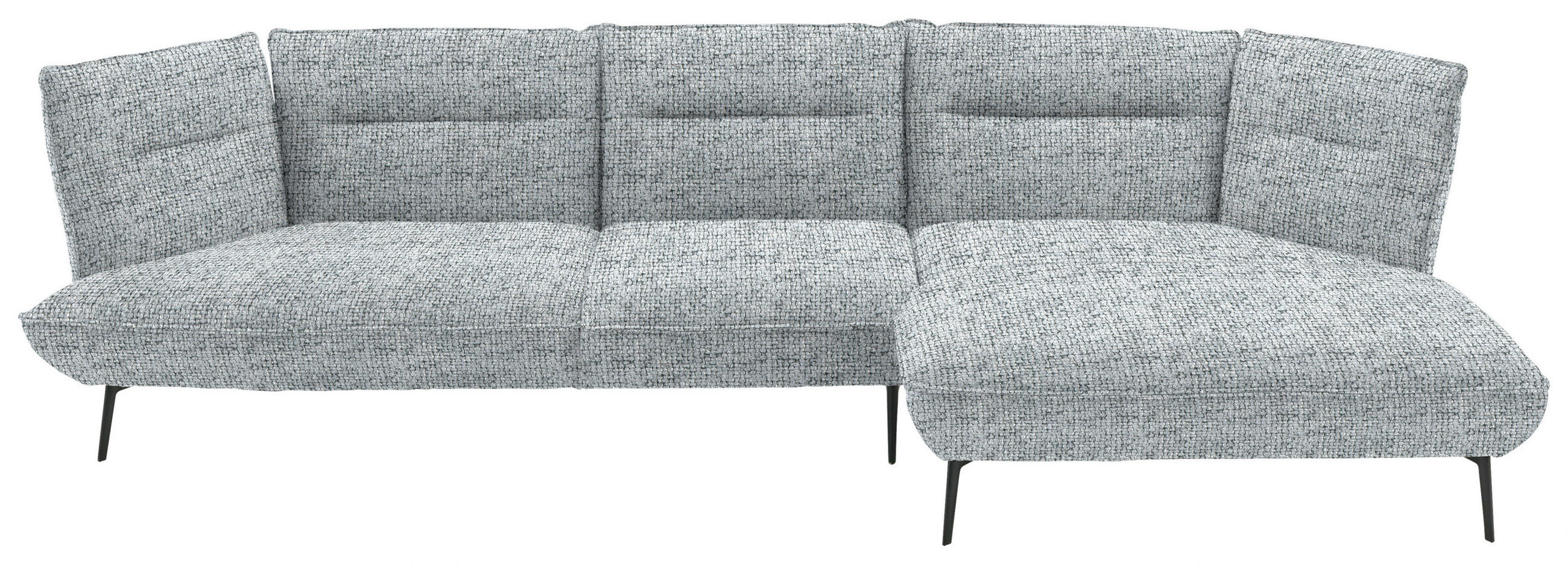 ECKSOFA in Flachgewebe Grau  - Schwarz/Grau, Design, Textil/Metall (339/153cm) - Moderano