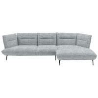 ECKSOFA in Flachgewebe Grau  - Schwarz/Grau, Design, Textil/Metall (339/153cm) - Moderano