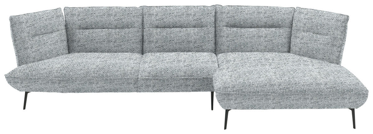 ECKSOFA in Flachgewebe Grau  - Schwarz/Grau, Design, Textil/Metall (339/153cm) - Moderano