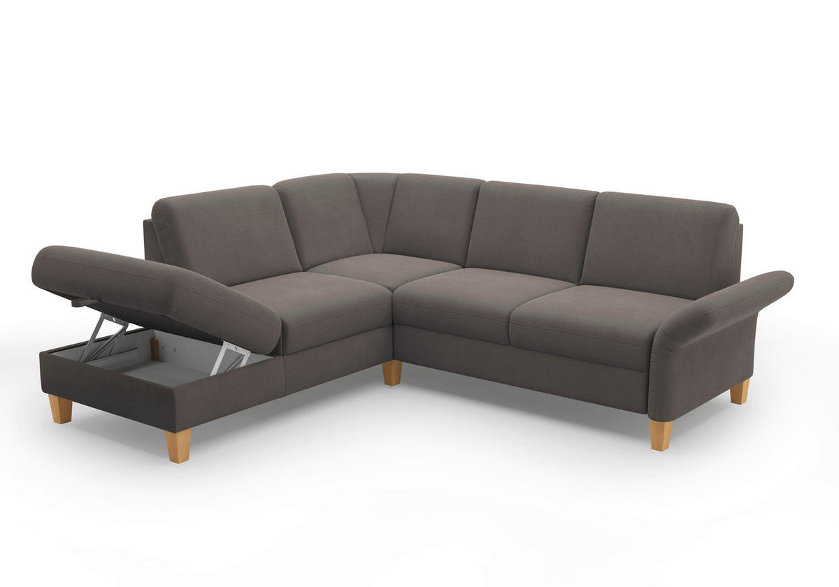 ECKSOFA ROCHELLE E Graphitfarben Flachgewebe  - Eichefarben/Graphitfarben, KONVENTIONELL, Holz/Textil (216/240cm) - Sit & More