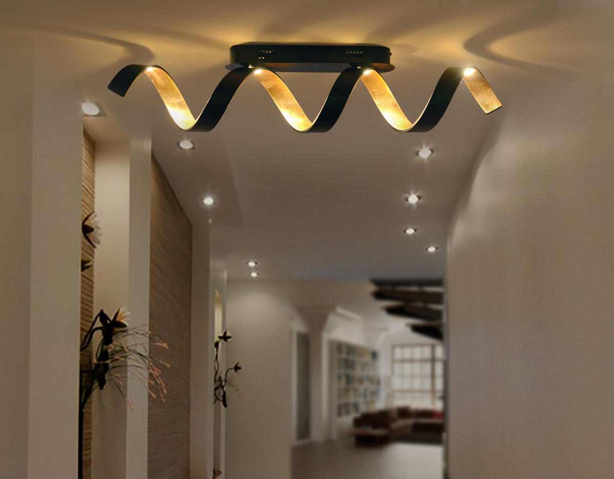 LED-DECKENLEUCHTE Helix 80/35/13,5 cm   - Goldfarben/Schwarz, Design, Metall (80/35/13,5cm)