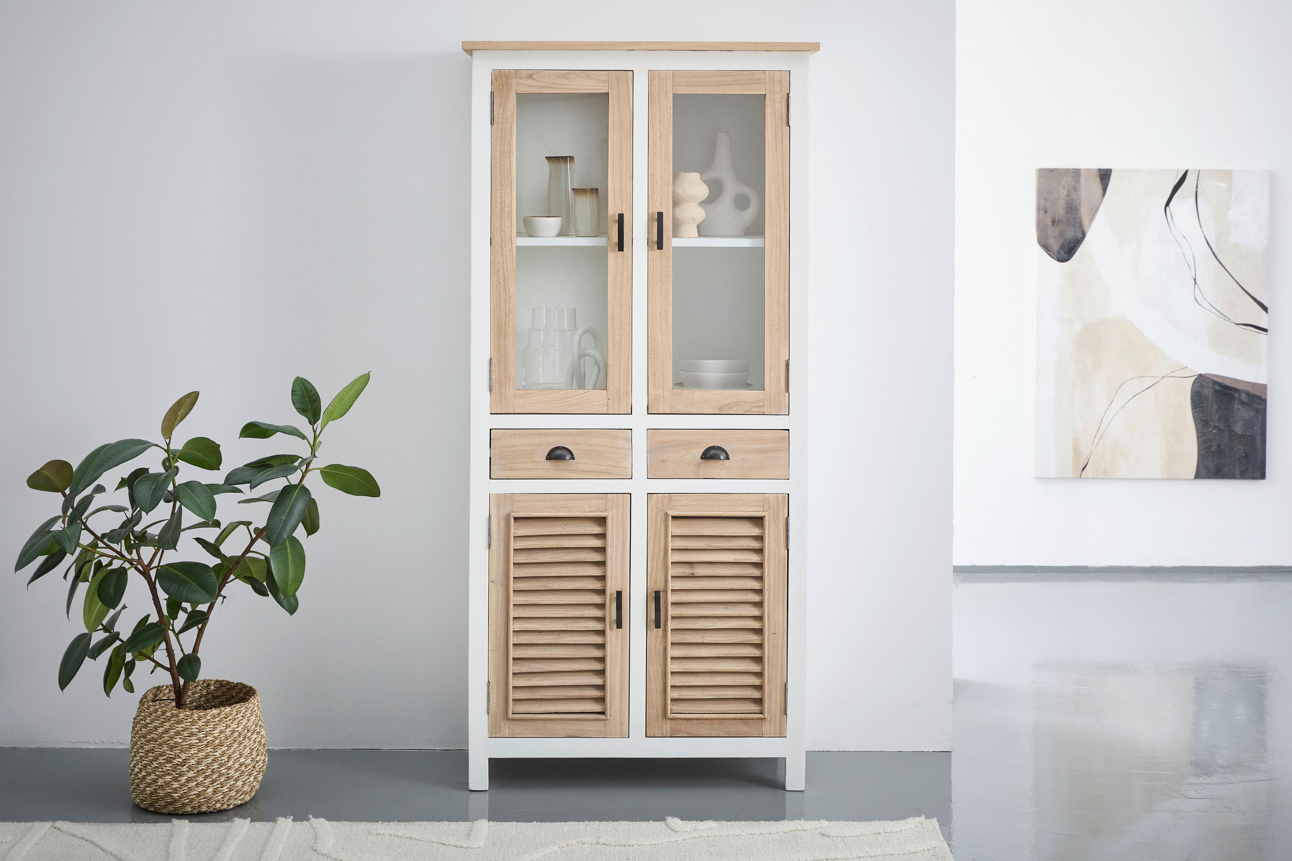 BUFFET 90/190/40 cm  in Naturfarben  - Schwarz/Naturfarben, Design, Holz/Metall (90/190/40cm) - Livetastic