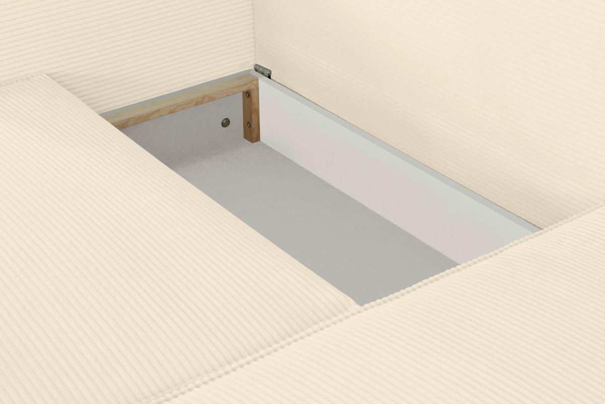 ECKSOFA Beige Feincord  - Beige/Schwarz, KONVENTIONELL, Kunststoff/Textil (242/151cm) - Carryhome