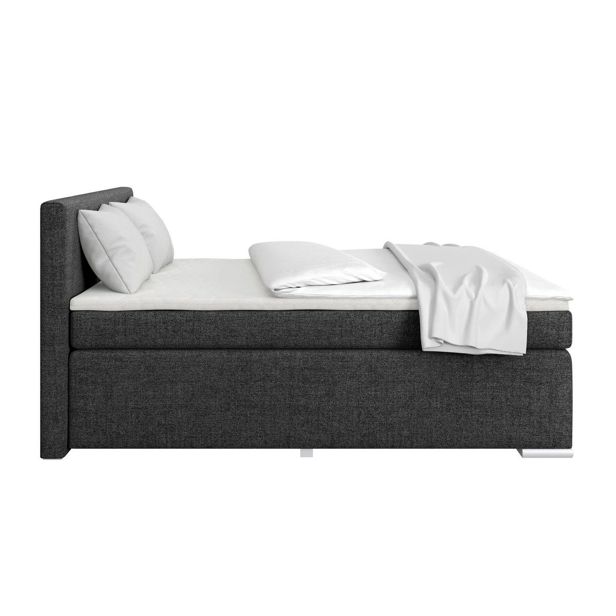 BOXSPRINGBETT 180/200 cm  in Schwarz  - Alufarben/Schwarz, Basics, Kunststoff/Textil (180/200cm) - Boxxx