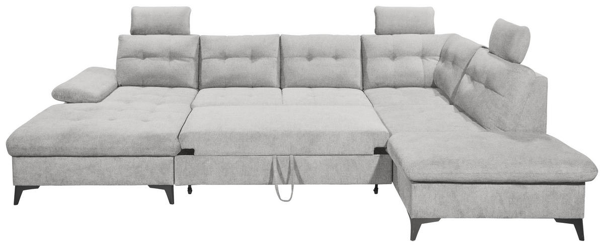 WOHNLANDSCHAFT Webstoff Dunkelgrau  - Dunkelgrau/Schwarz, Konventionell, Kunststoff/Textil (170/324/218cm) - MID.YOU