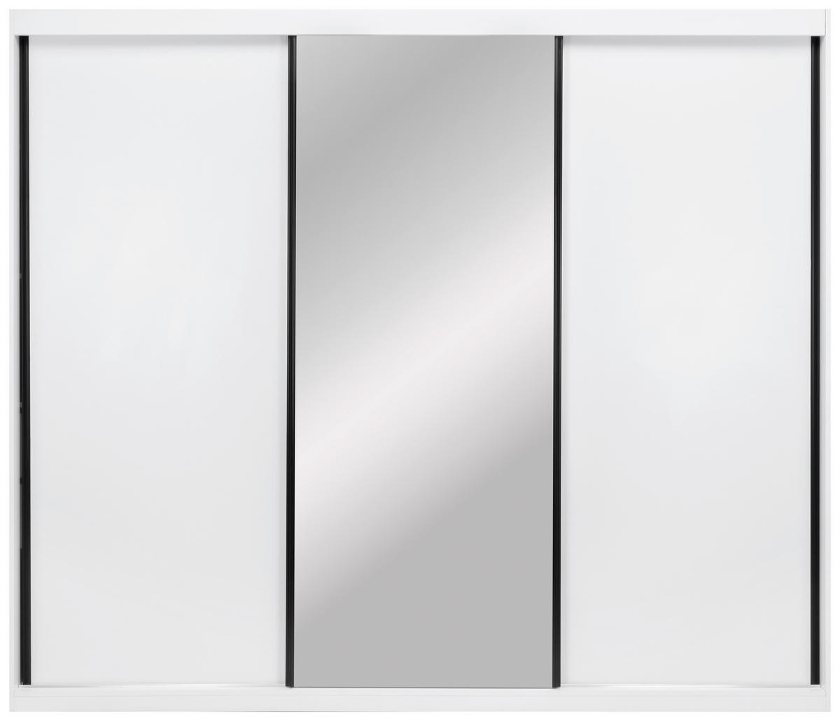 SCHIEBETÜRENSCHRANK 250/215/59,5 cm 3-türig Weiß  - Schwarz/Weiß, MODERN, Holzwerkstoff/Metall (250/215/59,5cm) - MID.YOU