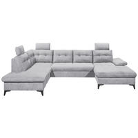 WOHNLANDSCHAFT Hellgrau Webstoff  - Hellgrau/Schwarz, KONVENTIONELL, Kunststoff/Textil (218/324/170cm) - Carryhome
