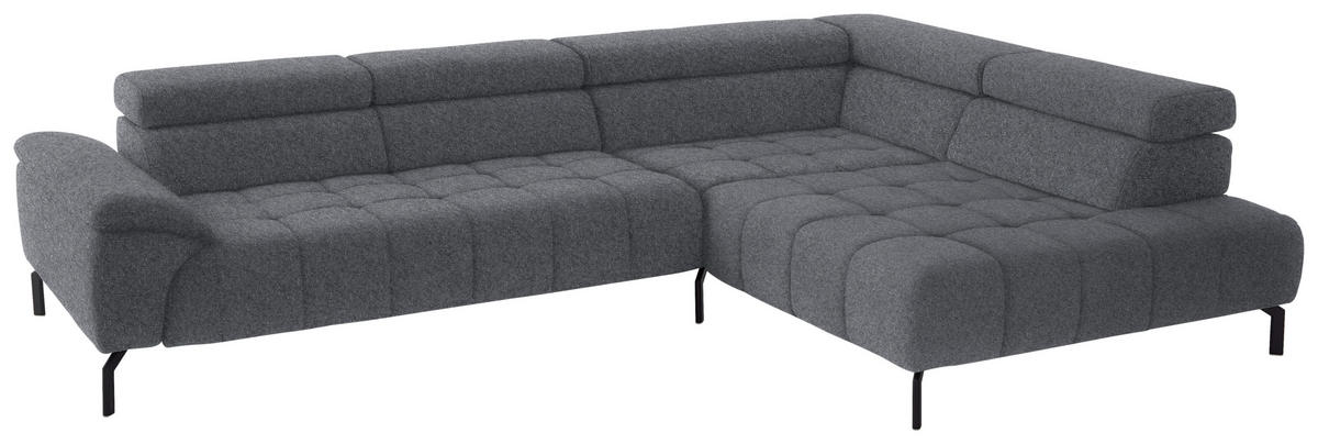 ECKSOFA in Chenille Grau  323/222 cm  - Schwarz/Grau, Design, Textil/Metall (323/222cm) - Beldomo Style