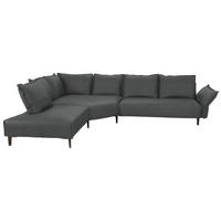 ECKSOFA in Echtleder Anthrazit  - Anthrazit/Schwarz, Design, Leder/Metall (272/340cm) - W.Schillig