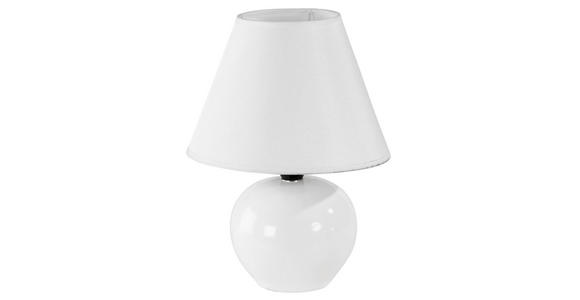 Tischlampe Cindy Cremefarben mit Kugel-Keramikfuß - Creme, KONVENTIONELL, Keramik/Textil (18/23cm) - Ombra