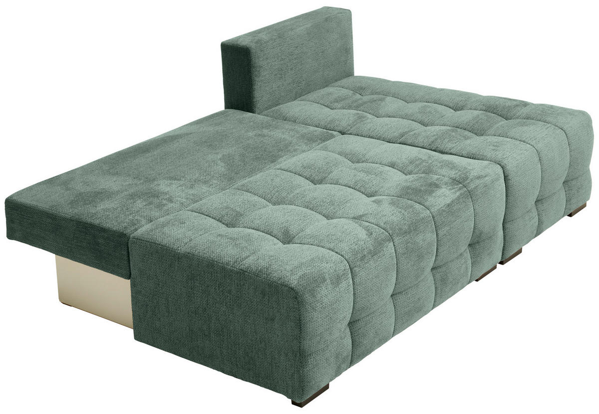 ECKSOFA Dunkelgrün Chenille  - Dunkelgrün/Schwarz, MODERN, Kunststoff/Textil (204/145cm) - home24