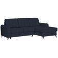 ECKSOFA in Flachgewebe Dunkelblau  - Silberfarben/Dunkelblau, Design, Textil/Metall (244/167cm) - Cantus