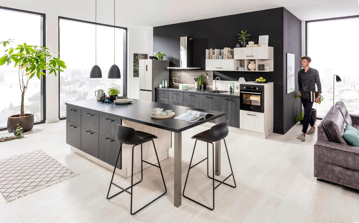 Bucătărie La Comandă   - culoare coconar/negru, Konventionell, material pe bază de lemn - Venda