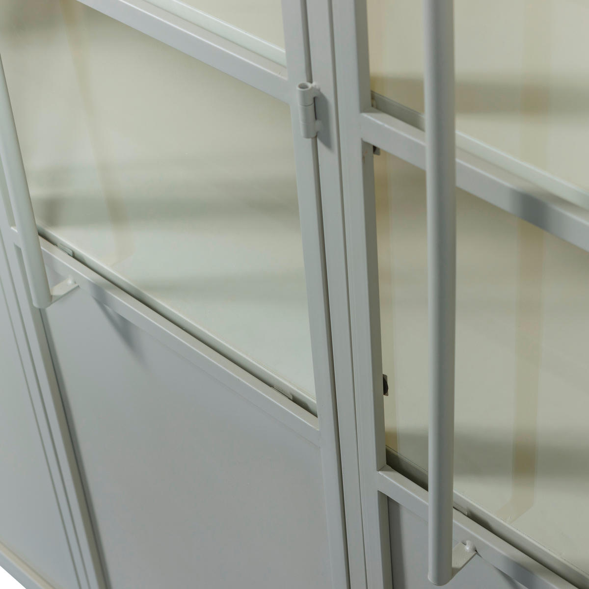 VITRINE in Sandfarben  - Sandfarben, Design, Glas/Metall (140/200/40cm) - Livetastic