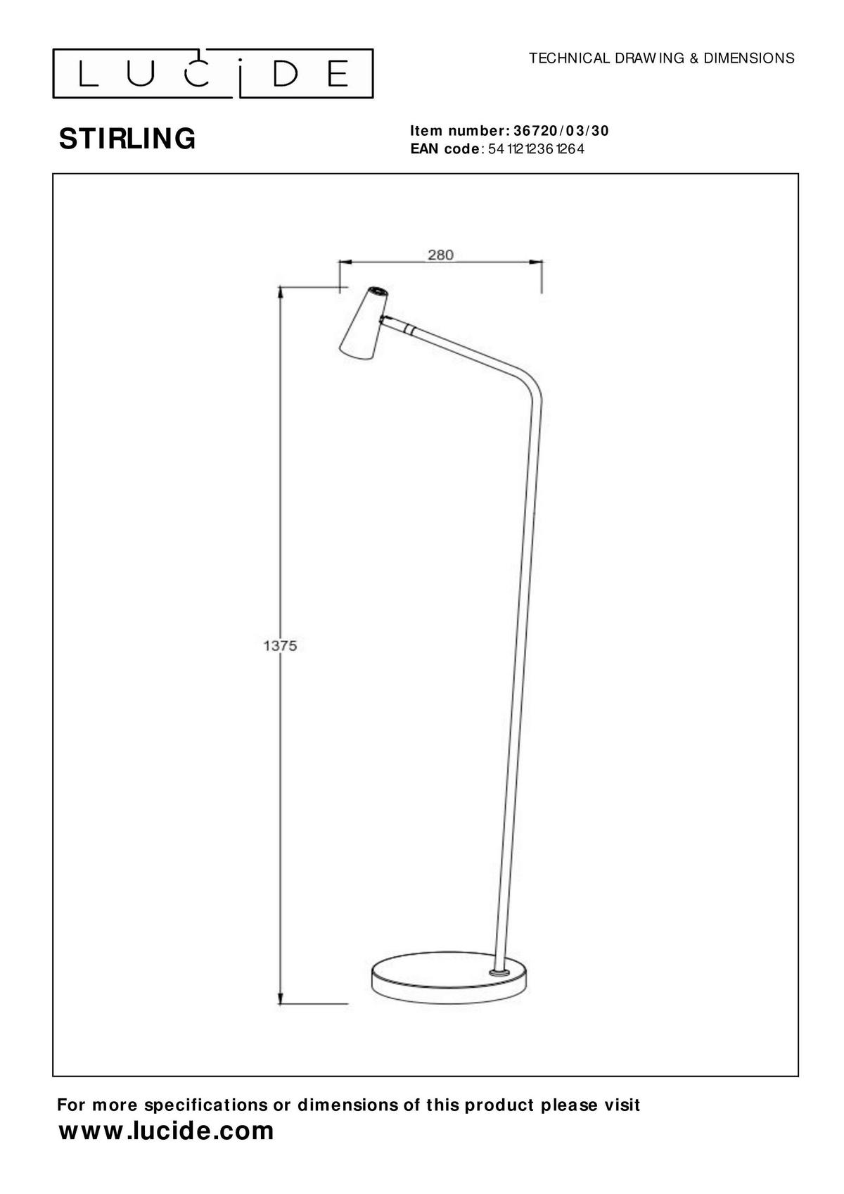 STEHLEUCHTE - Konventionell (28/20/137.5cm) - Lucide