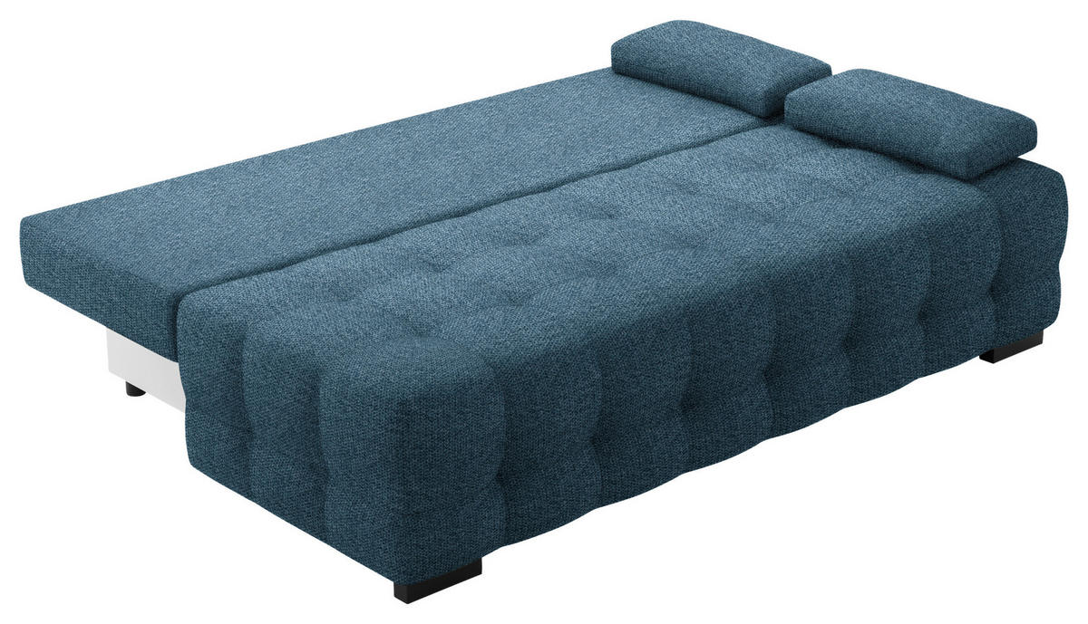 SCHLAFSOFA Jensen  mit Stoffauswahl, Schlafen auf Sitzhöhe, Rücken echt Struktur Blau  - Blau/Schwarz, KONVENTIONELL, Kunststoff/Textil (209/96/100cm) - Stylife