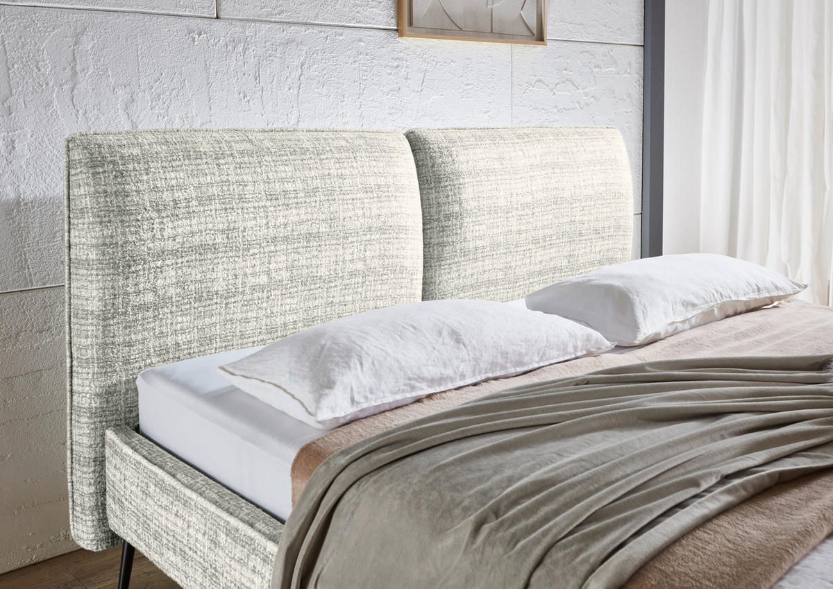 POLSTERBETT 180/200 cm  in Hellgrau  - Hellgrau/Schwarz, Modern, Textil/Metall (180/200cm) - Livetastic
