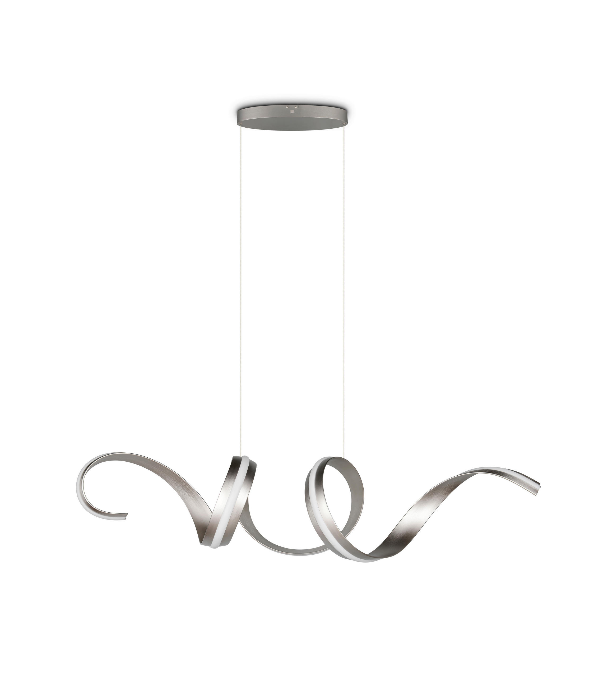 LED-HÄNGELEUCHTE CISENNA 160/300/46 cm   - Weiß/Nickelfarben, Design, Kunststoff/Metall (160/300/46cm) - Cinque