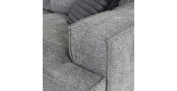 ECKSOFA Grau Teddystoff  - Anthrazit/Schwarz, KONVENTIONELL, Textil/Metall (190/270cm) - Carryhome