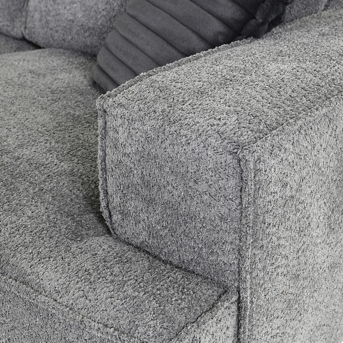 ECKSOFA in Teddystoff Grau  - Anthrazit/Schwarz, Konventionell, Textil/Metall (190/270cm) - Carryhome