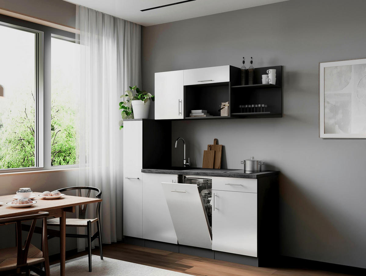 KUHINJSKI BLOK  bijela  - bijela/siva, Trend, drvni materijal/metal (175cm) - Respekta