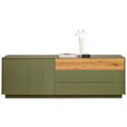 LOWBOARD Triest  in 207/69/42 cm  - Eichefarben/Olivgrün, Design, Glas/Holz (207/69/42cm) - Novel