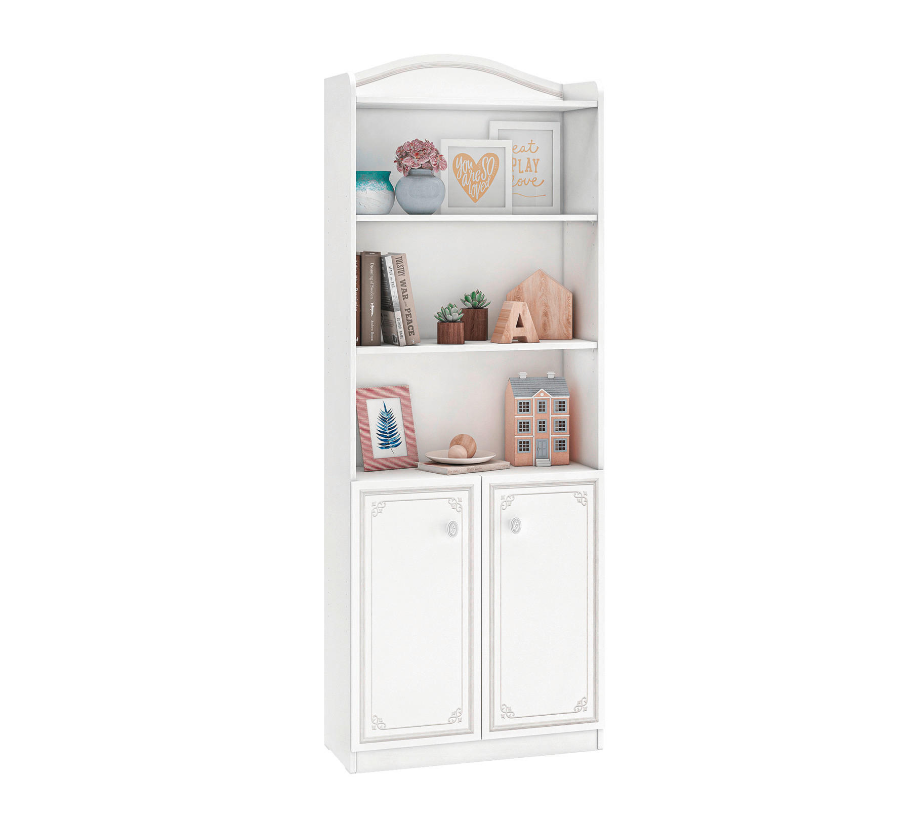 BIBLIOTECĂ  alb  - alb, Basics, material pe bază de lemn (70/188/34cm) - Cilek