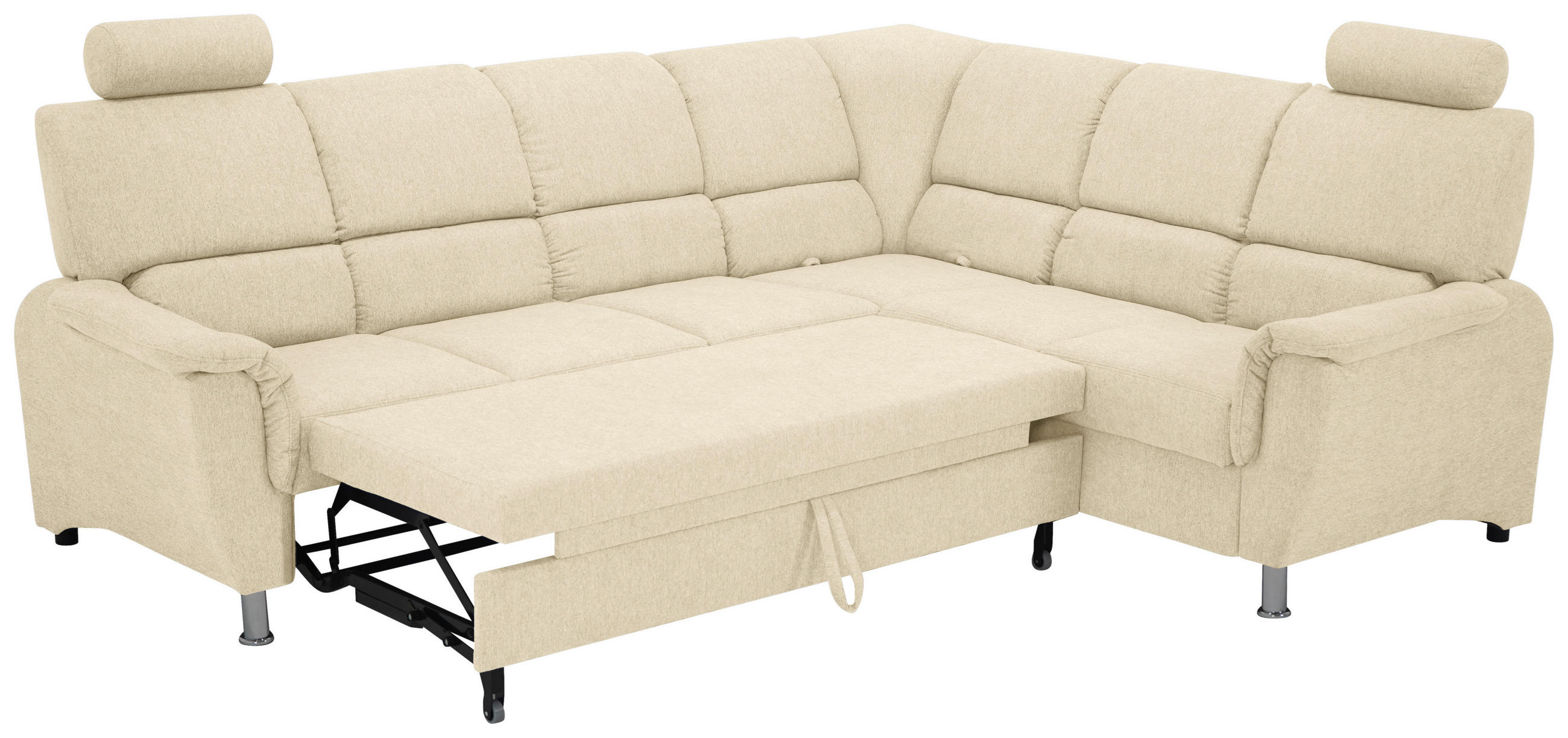 ECKSOFA in Webstoff Beige  - Beige/Silberfarben, Design, Holz/Kunststoff (270/219cm) - Livetastic