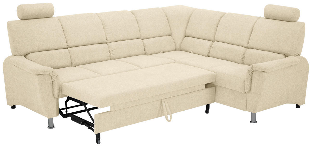 ECKSOFA in Webstoff Beige  - Beige/Silberfarben, Design, Holz/Kunststoff (270/219cm) - Livetastic