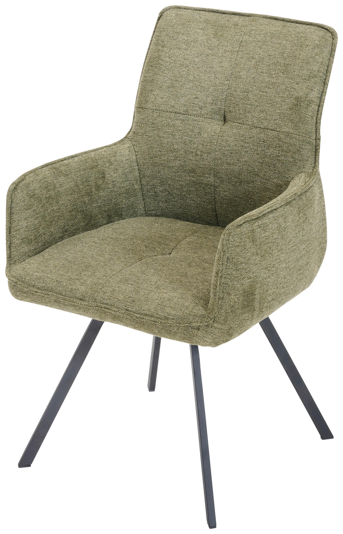 ARMLEHNSTUHL  in Stahl Chenille  - Schwarz/Grün, Design, Textil/Metall (56/89/62cm) - Welnova