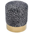 HOCKER in Holz, Metall, Textil Schwarz, Weiß, Goldfarben  - Goldfarben/Schwarz, KONVENTIONELL, Holz/Textil (35/42/35cm) - Xora