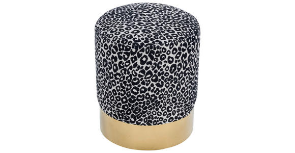 HOCKER in Holz, Metall, Textil Schwarz, Weiß, Goldfarben  - Goldfarben/Schwarz, KONVENTIONELL, Holz/Textil (35/42/35cm) - Xora