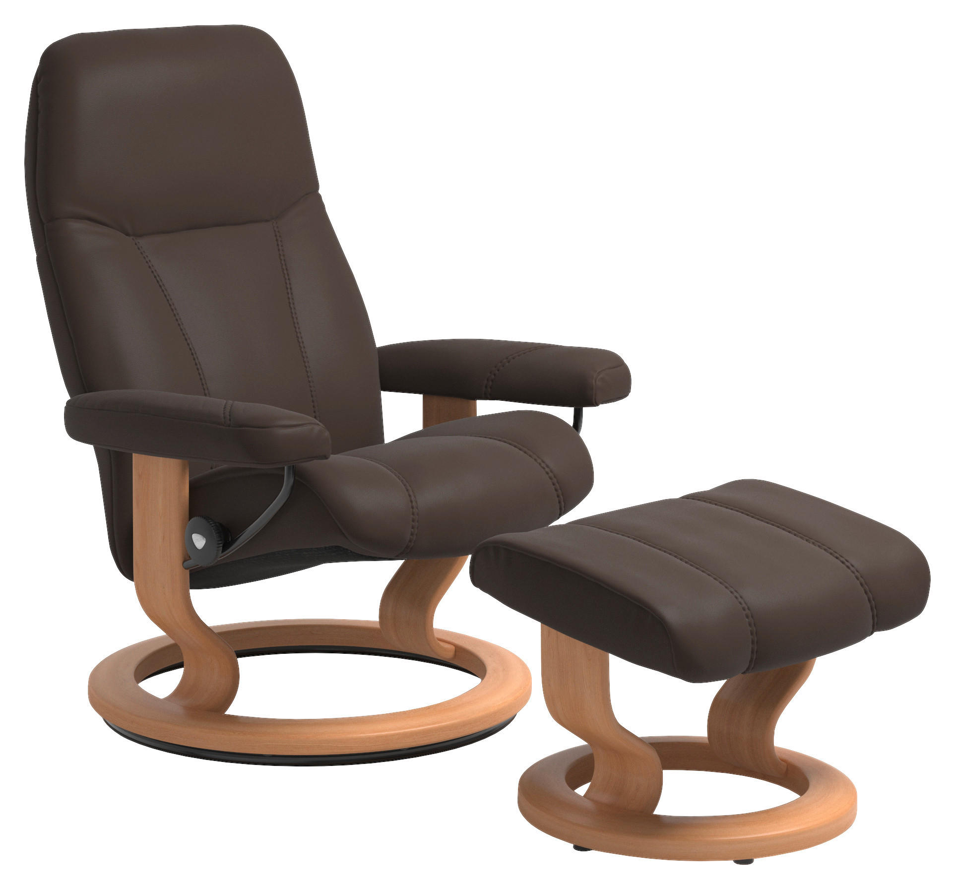 RELAXSESSELSET in Leder Braun  - Naturfarben/Braun, Natur, Leder/Holz (76/100/71cm) - Stressless