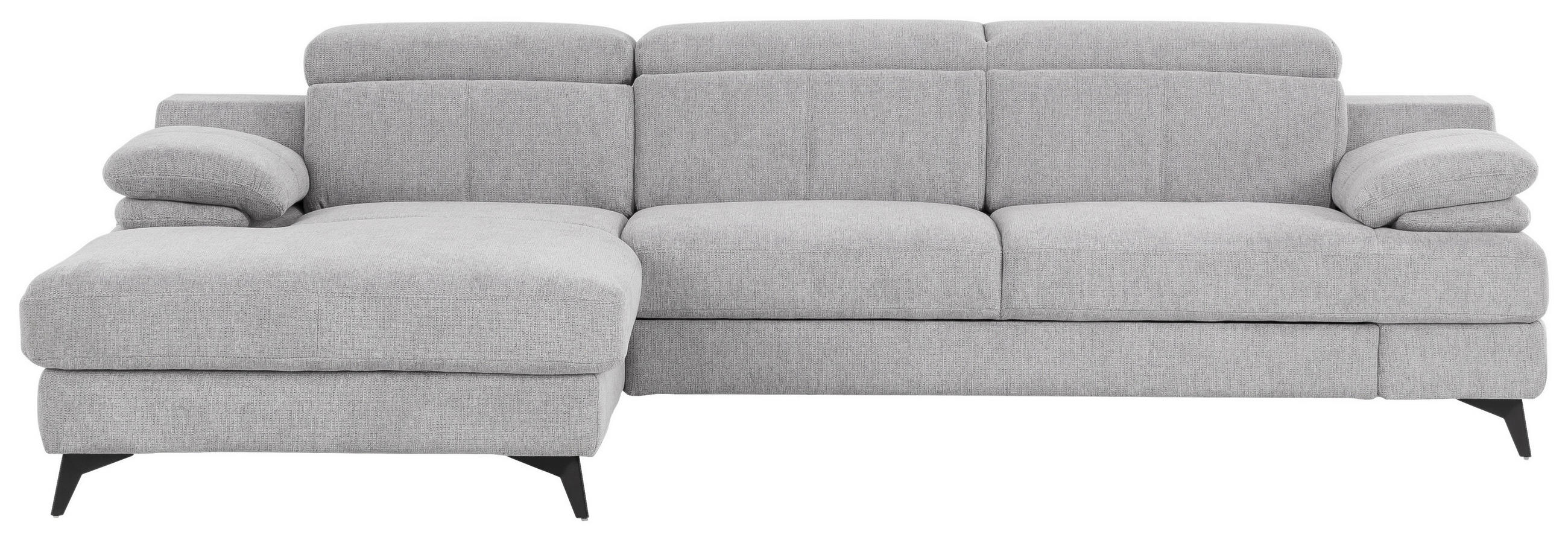 ECKSOFA Silberfarben Chenille  - Silberfarben/Schwarz, Design, Textil/Metall (291/80-98/178cm) - Livetastic