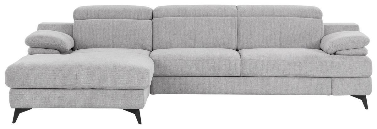 ECKSOFA in Chenille Silberfarben  - Silberfarben/Schwarz, Design, Textil/Metall (291/80-98/178cm) - Livetastic