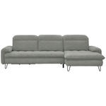 ECKSOFA in Webstoff Silberfarben  - Silberfarben/Schwarz, LIFESTYLE, Textil/Metall (310/180cm) - Valnatura