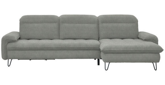 ECKSOFA in Webstoff Silberfarben  - Silberfarben/Schwarz, LIFESTYLE, Textil/Metall (310/180cm) - Valnatura