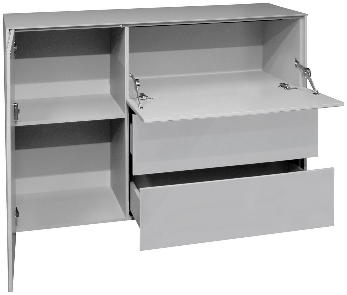 SIDEBOARD Imola  in 131/89/42 cm  - Hellgrau/Schwarz, Design, Glas/Holzwerkstoff (131/89/42cm) - Novel