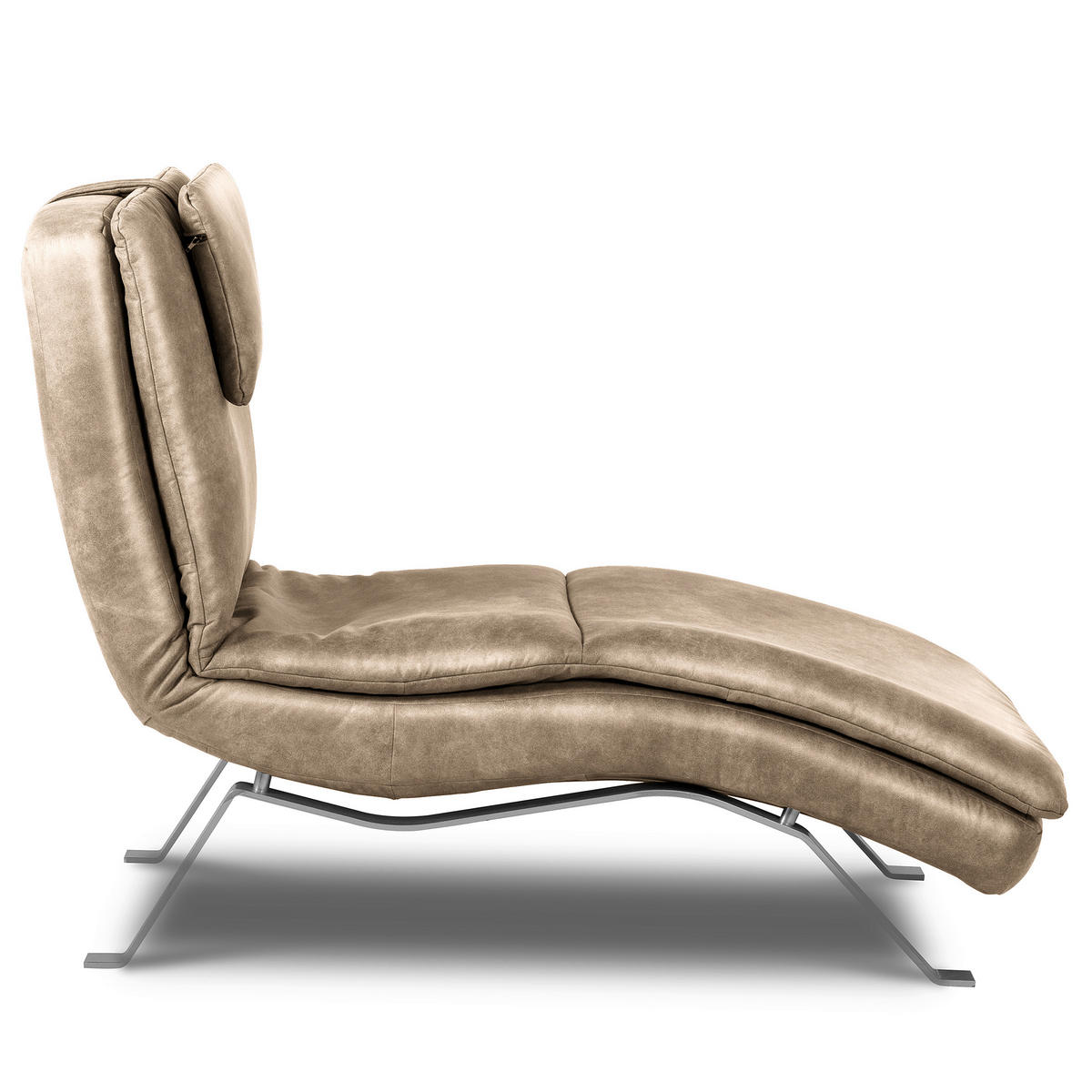 RELAXLIEGE in Lederlook Creme  - Silberfarben/Creme, Design, Textil/Metall (65/95/171cm) - Celina Home