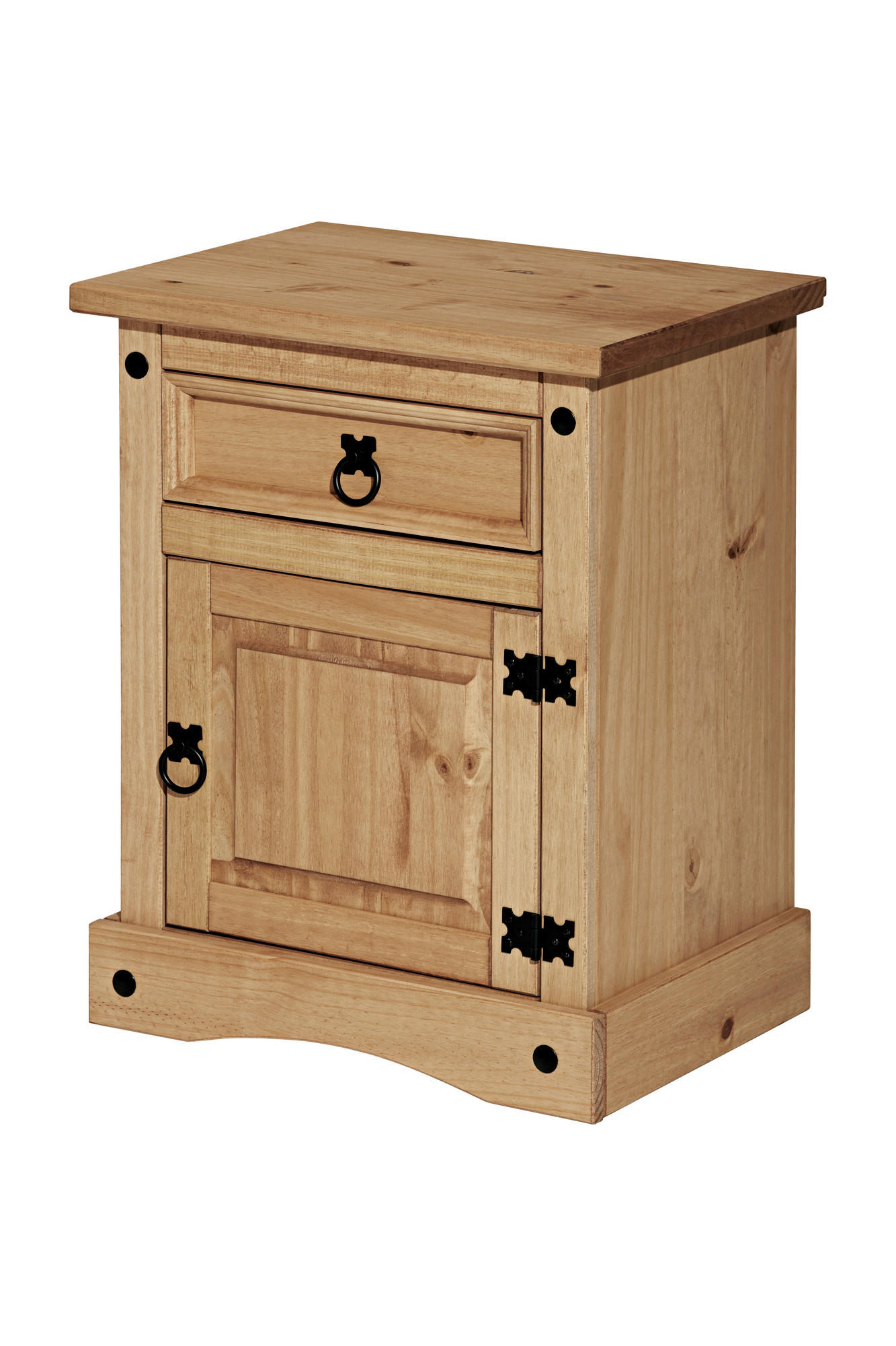 NACHTKÄSTCHEN 53/67/38 cm  in massiv Kiefer Honig  - Schwarz/Honig, Natur, Holz (53/67/38cm) - Livetastic