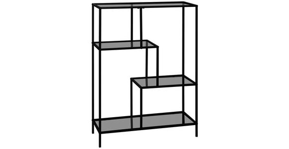 REGAL Grau, Schwarz - Schwarz/Grau, Basics, Glas/Metall (80/113/30cm) - Xora