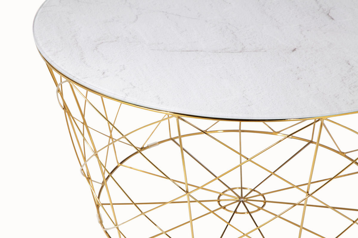 COUCHTISCH in Metall, Glas 80/80/45 cm  - Goldfarben/Weiß, Design, Glas/Metall (80/80/45cm) - Livetastic