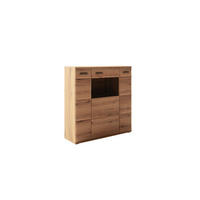 HIGHBOARD  in 120/123/38 cm  - Eichefarben/Anthrazit, Design, Glas/Holzwerkstoff (120/123/38cm) - Livetastic