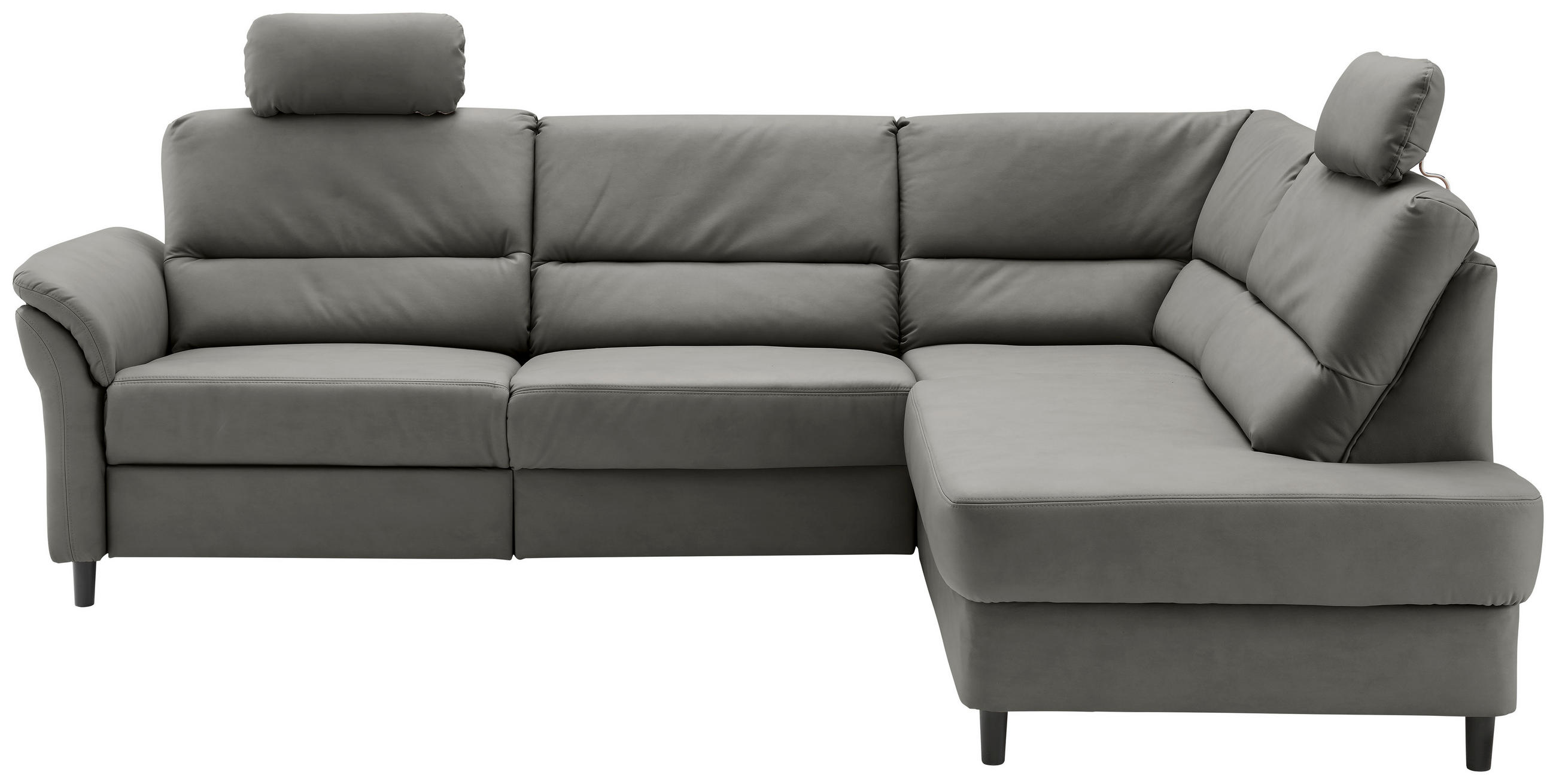 ECKSOFA Grau Lederlook  - Schwarz/Grau, MODERN, Holz/Textil (266/190cm) - Livetastic