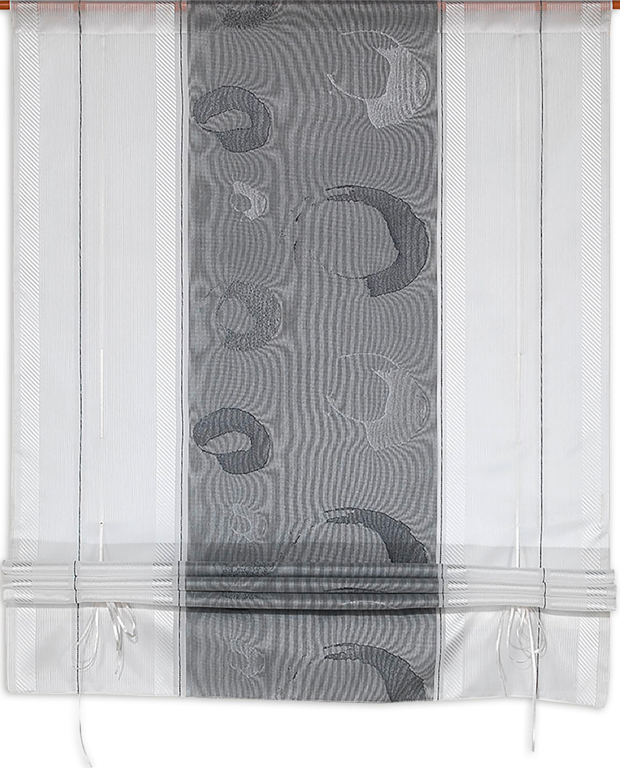 BÄNDCHENROLLO  halbtransparent  90/135 cm    - Weiß/Grau, Basics, Textil (90/135cm)