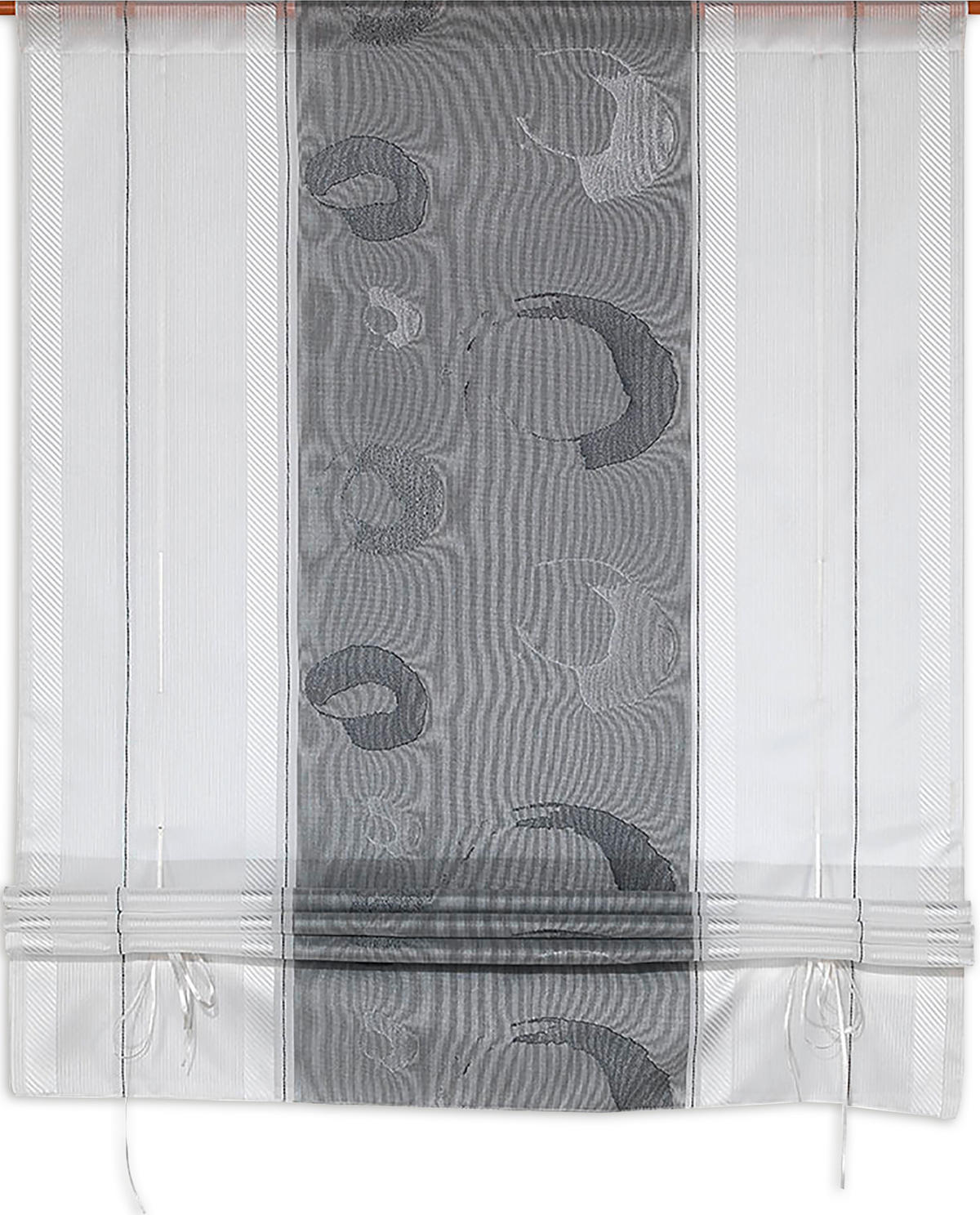 BÄNDCHENROLLO  halbtransparent  90/135 cm    - Weiß/Grau, Basics, Textil (90/135cm)