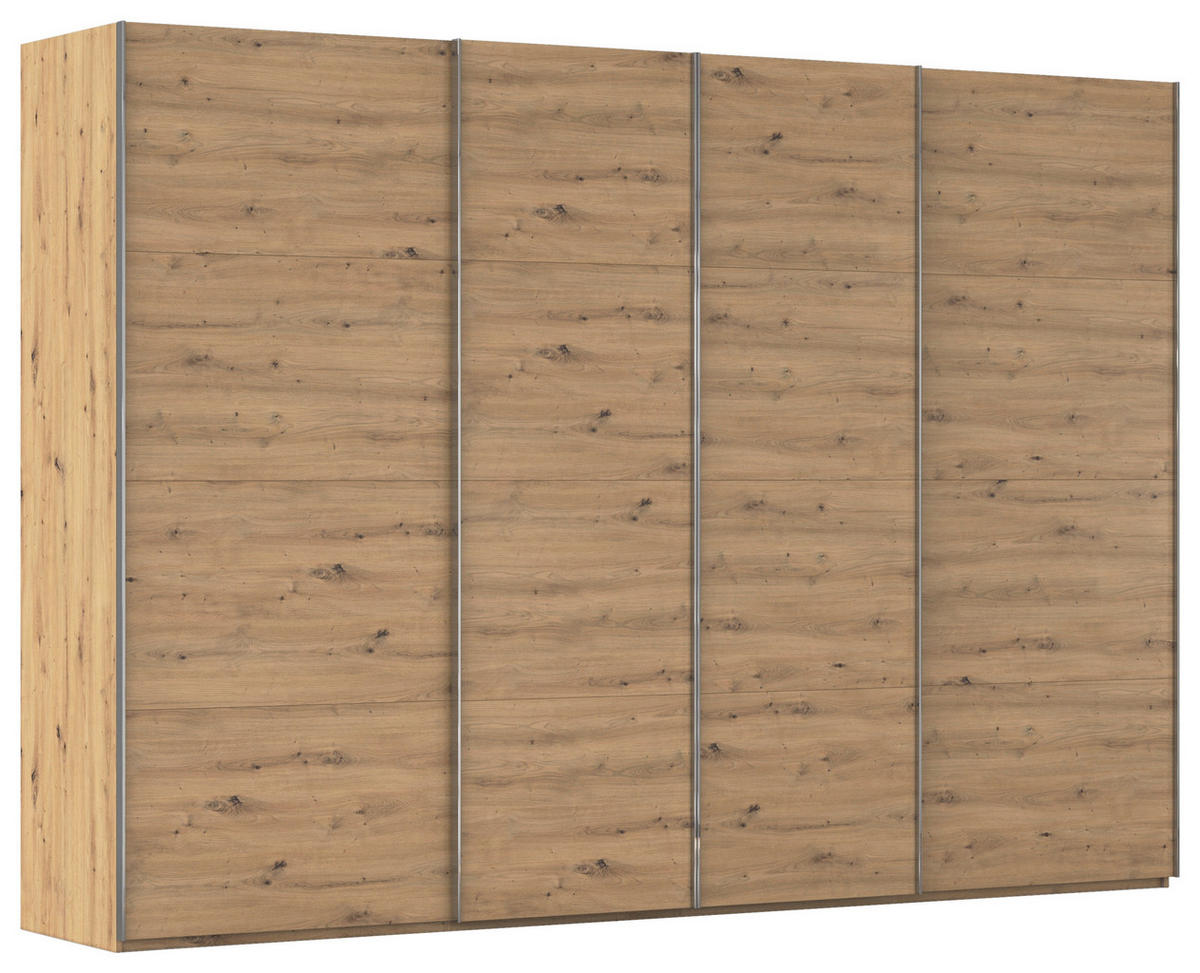 SCHWEBETÜRENSCHRANK 316/235/68 cm 4-türig Eiche Artisan  - Chromfarben/Eiche Artisan, Design, Holzwerkstoff/Metall (316/235/68cm) - Novel