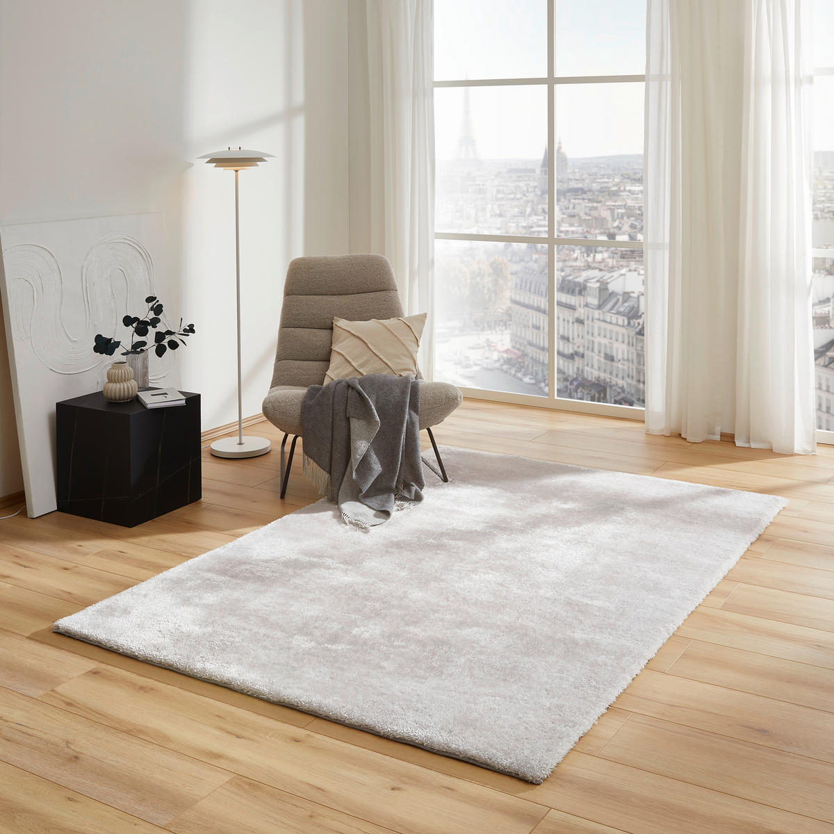 HOCHFLORTEPPICH 130/190 cm Silberfarben  - Silberfarben, Basics, Textil (130/190cm) - Novel