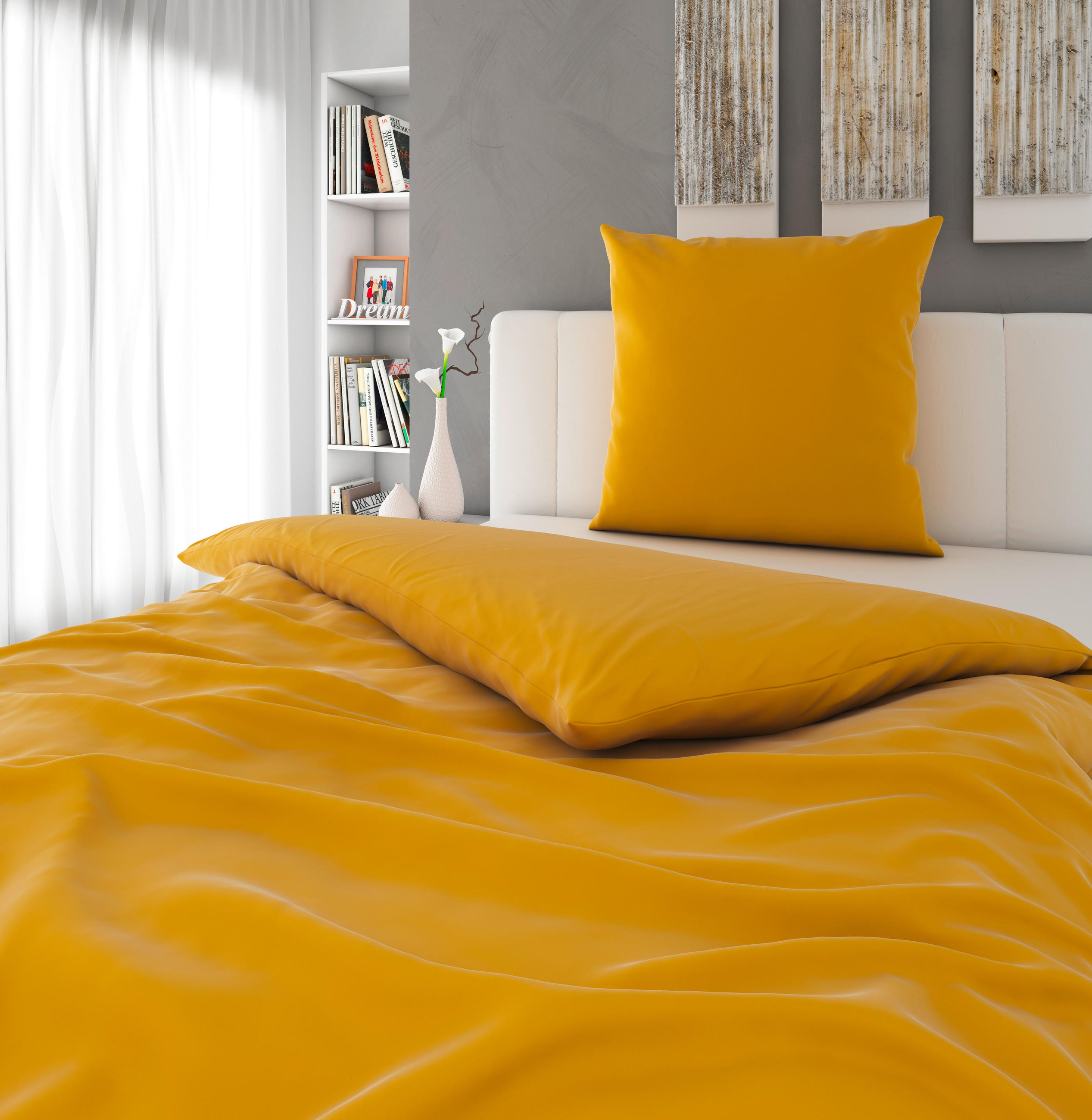 BETTWÄSCHE Segesta Satin 155/220 cm  - Goldfarben, MODERN, Textil (155/220cm) - Novel