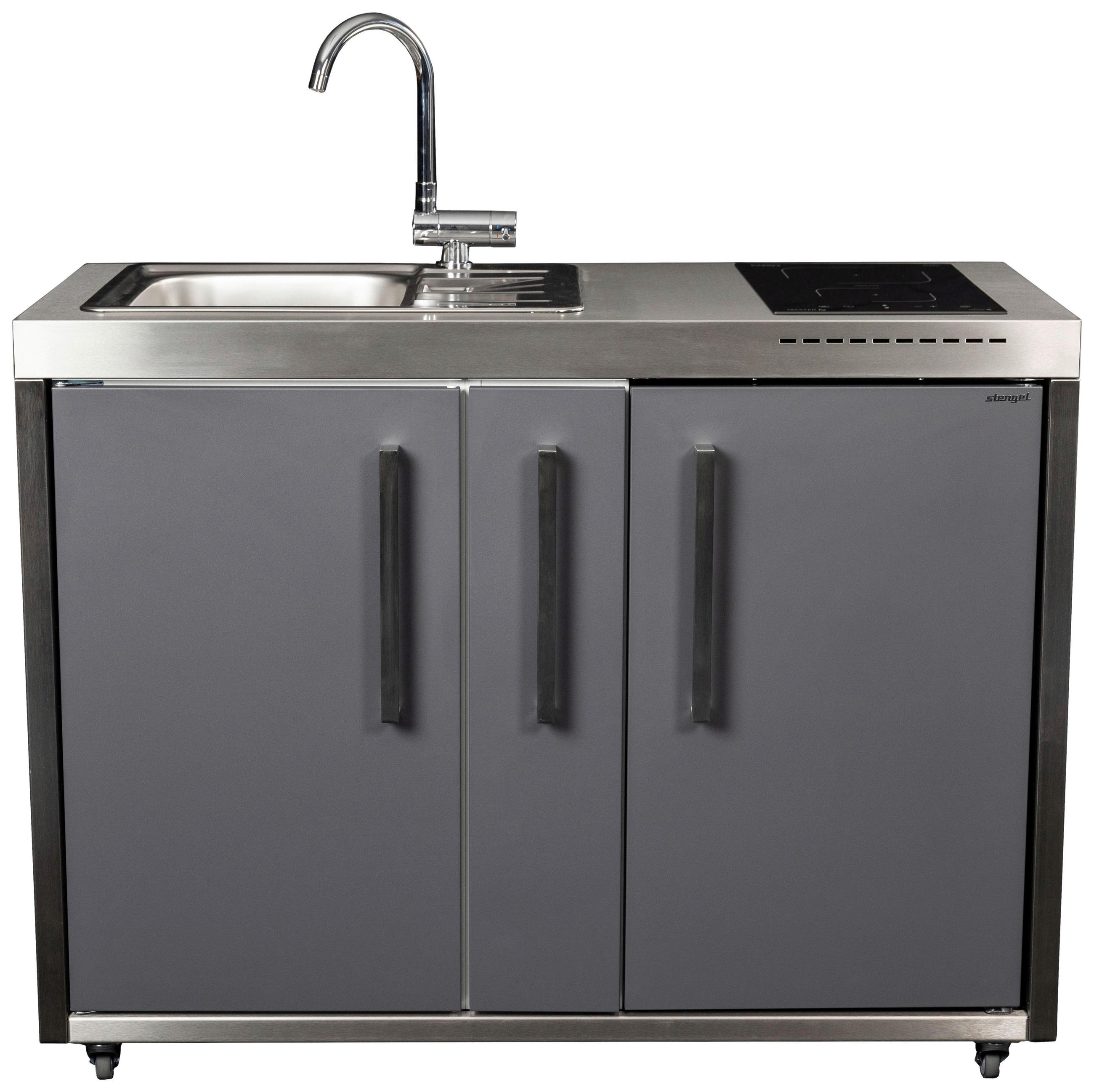 OUTDOORKÜCHE - Schieferfarben/Edelstahlfarben, Basics, Metall (127/98/62cm)